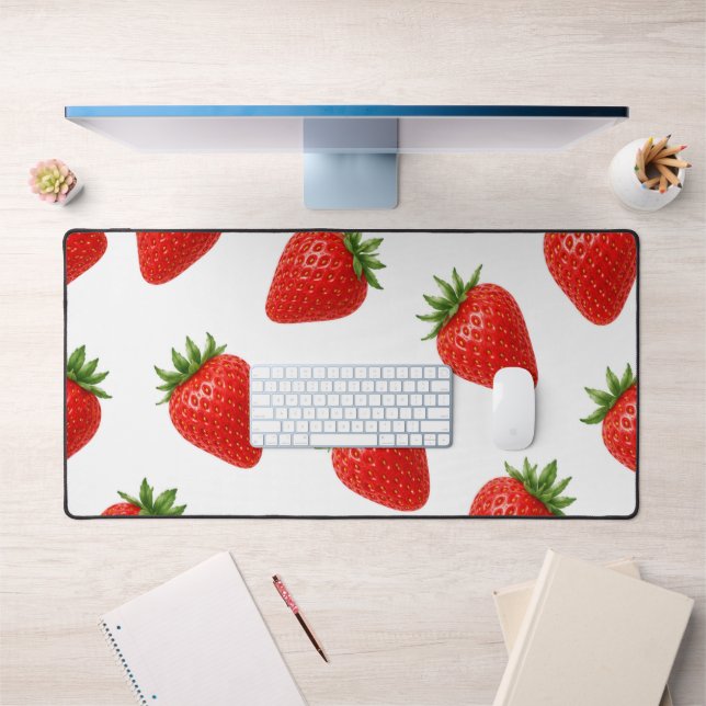 Seamless Strawberry Pattern Cute Red Fruit  Desk Mat (Office 1)