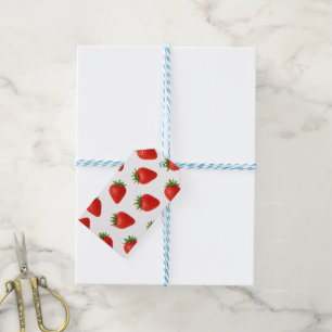 Seamless Strawberry Pattern Cute Red Fruit Gift Tags