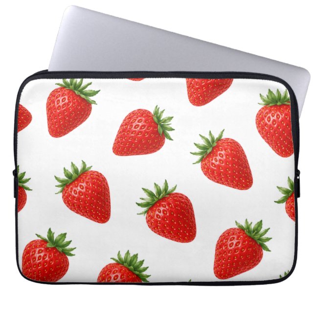Seamless Strawberry Pattern Cute Red Fruit  Laptop Sleeve (Front)