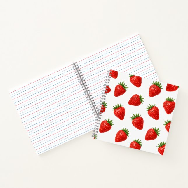 Seamless Strawberry Pattern Cute Red Fruit  Notebook (Inside)