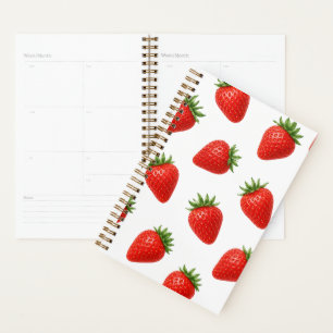 Seamless Strawberry Pattern Cute Red Fruit Planner