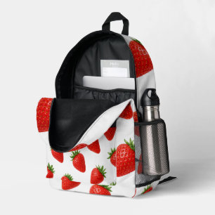 Seamless Strawberry Pattern Cute Red Fruit Printed Backpack