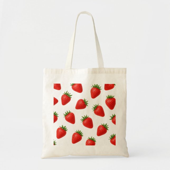 Seamless Strawberry Pattern Cute Red Fruit  Tote Bag (Front)
