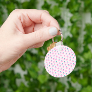 Seamless Strawberry Pattern – Pastel Pink Cute  Key Ring