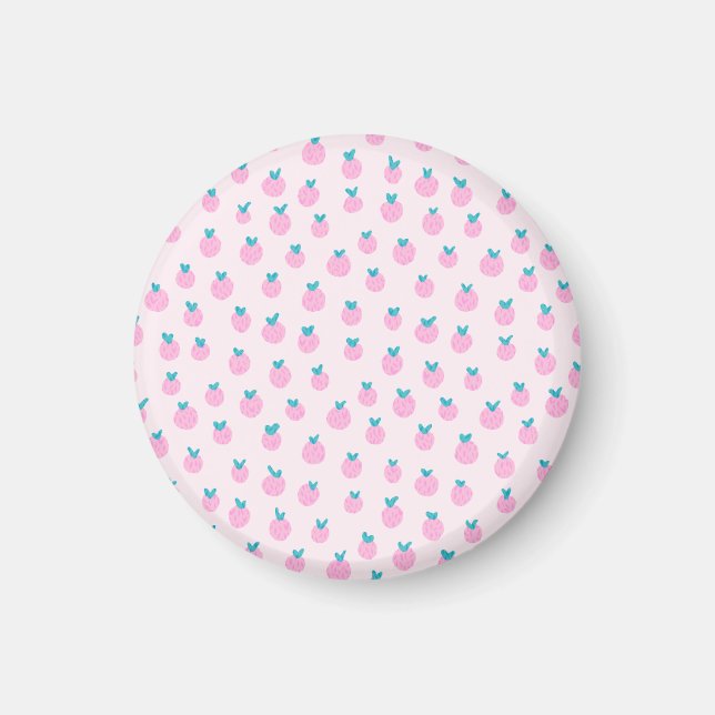 Seamless Strawberry Pattern – Pastel Pink Cute  Magnet (Front)