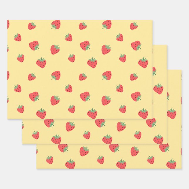 Seamless Strawberry Wrapping Paper Sheet (Set)