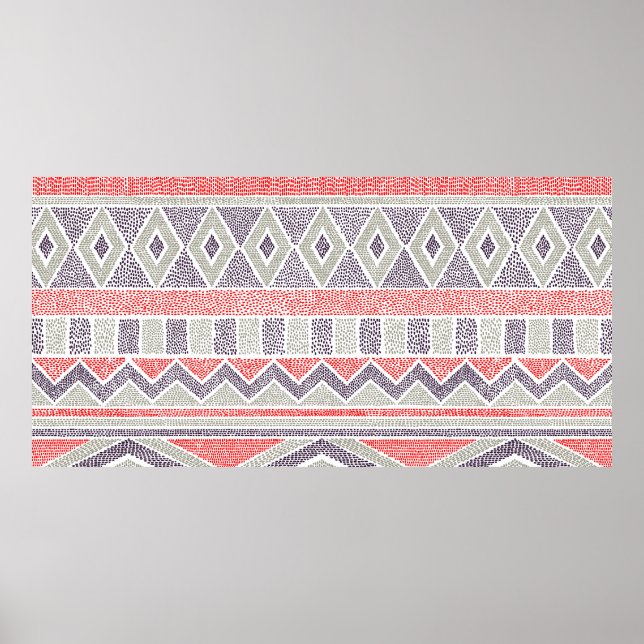 Seamless striped ethnic pattern. Tribal and aztec  Poster (Front)