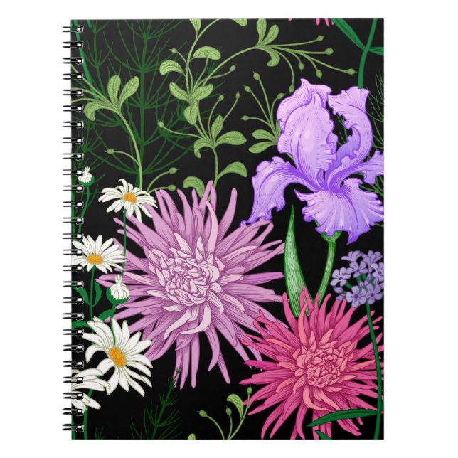Seamless summer pattern. Wild flowers chamomile, h Notebook (Front)