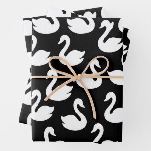 Seamless Swan Silhouette Wrapping Paper Sheet
