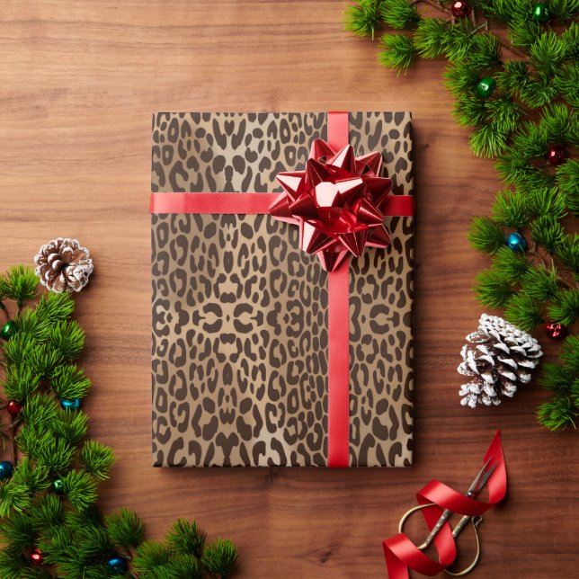 Seamless Symmetrical Leopard Animal Pattern Wrapping Paper (Holiday Gift)
