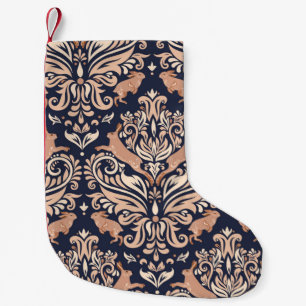 Seamless symmetrical pattern in the Damask style. Small Christmas Stocking