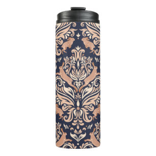 Seamless symmetrical pattern in the Damask style. Thermal Tumbler