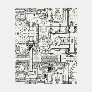 Seamless technical pattern with worm gears and oth fleece blanket