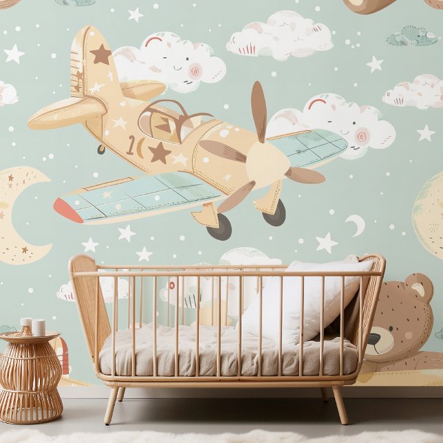  Seamless Teddy Bear and Plane Pastel Sky Wallpaper (Creator Uploaded)