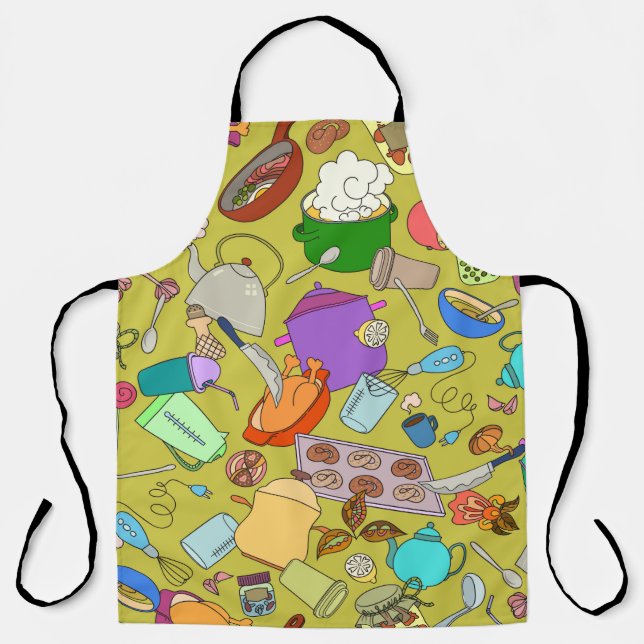 Seamless texture. Hand drawn doodles objects food  Apron (Front)
