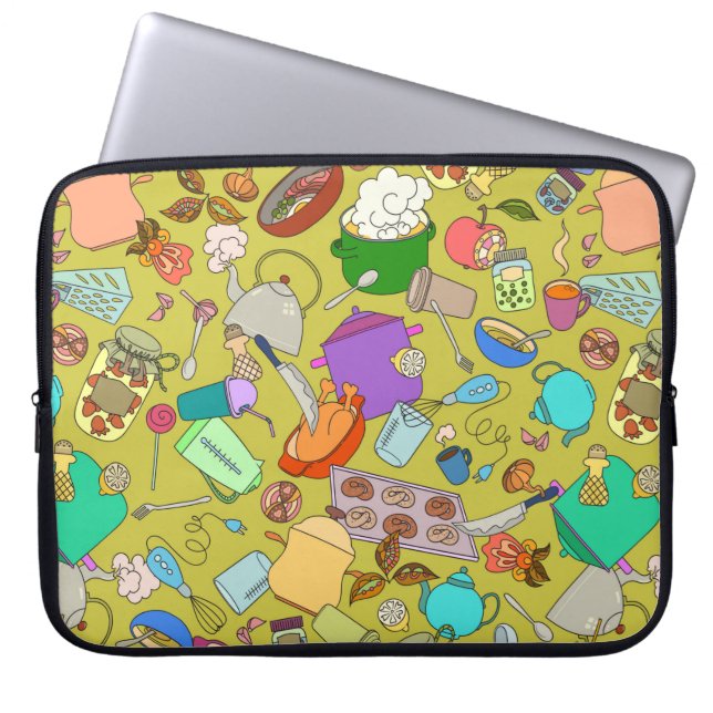 Seamless texture. Hand drawn doodles objects food  Laptop Sleeve (Front)