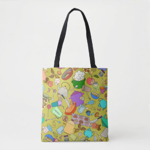 Seamless texture. Hand drawn doodles objects food Tote Bag