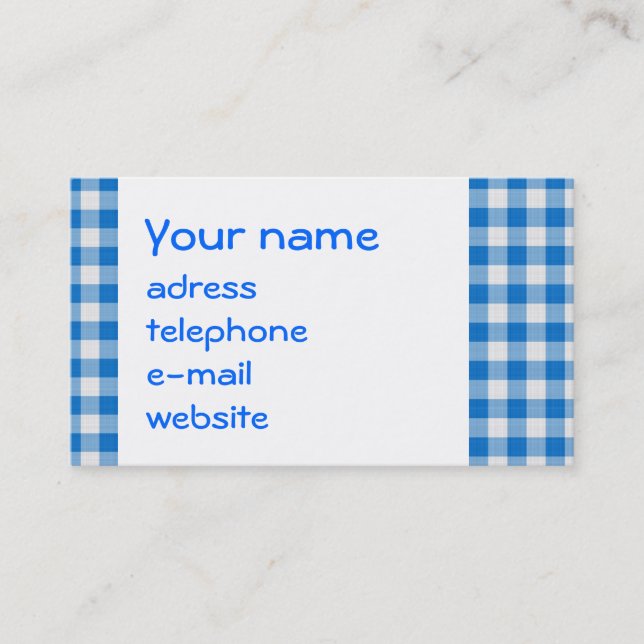 seamless texture of blue and white blocked tart... business card (Front)