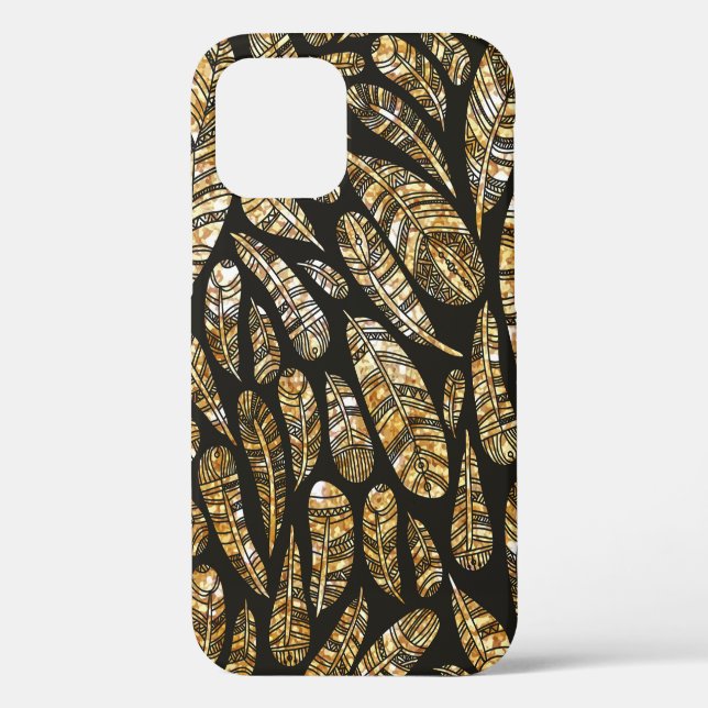 Seamless texture pattern of glowing golden feather Case-Mate iPhone case (Back)