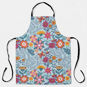 Seamless texture with flowers and butterflies. End Apron