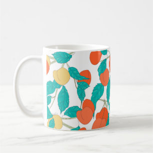 Seamless texture with fruits and leafs coffee mug