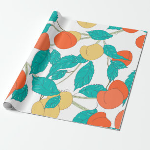 Seamless texture with fruits and leafs wrapping paper