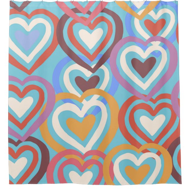 Seamless texture with funny hearts  shower curtain (Front)