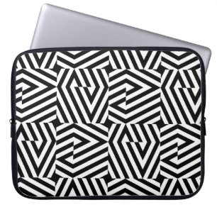 Seamless texture with oblique black bandsgeometric laptop sleeve