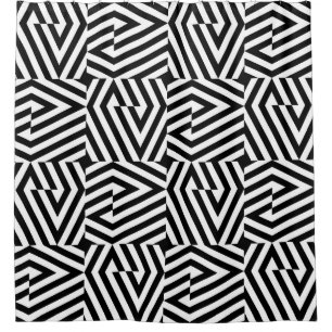 Seamless texture with oblique black bandsgeometric shower curtain