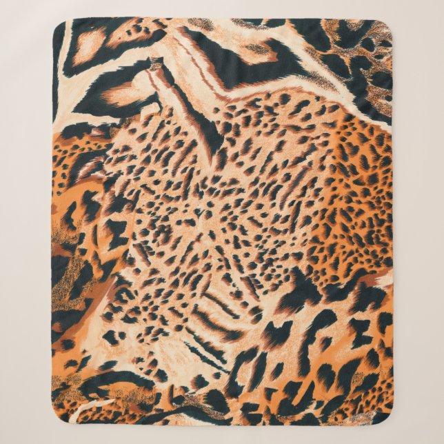 Seamless tiger, leopard and jaguar. Seamless textu Sherpa Blanket (Front)