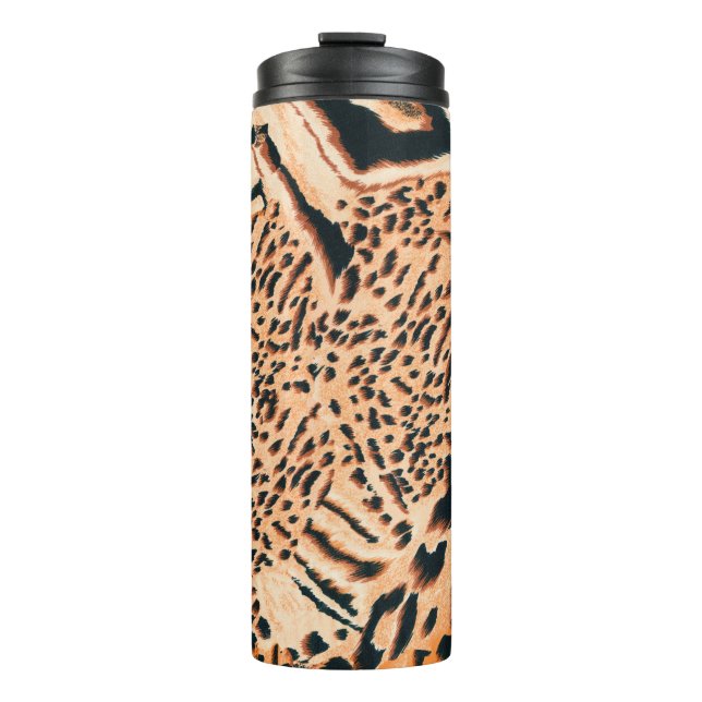 Seamless tiger, leopard and jaguar. Seamless textu Thermal Tumbler (Front)