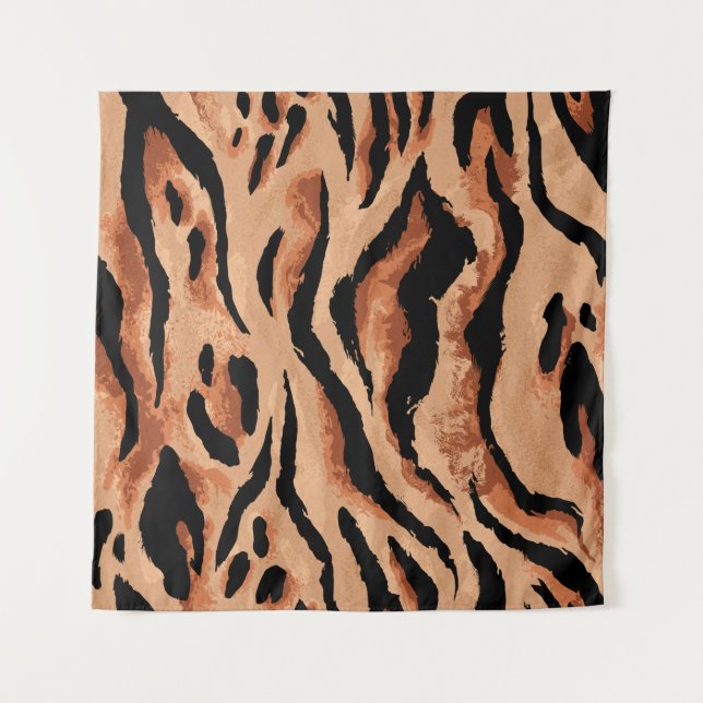 seamless tiger, leopard skin pattern tapestry (Front)