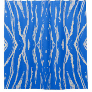 Seamless Tiger Skin. Watercolor Jungle Repeat. Blu Shower Curtain