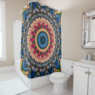 Seamless tile mosaic kaleidoscope abstract modern shower curtain