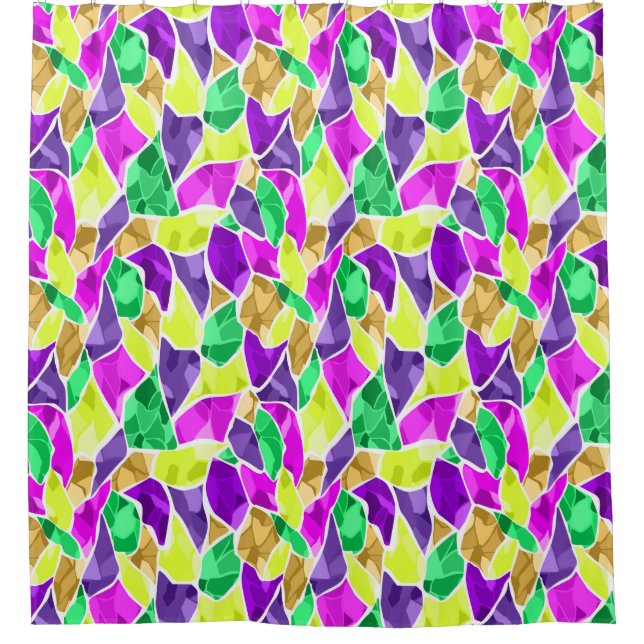 Seamless tile mosaic kaleidoscope abstract modern  shower curtain (Front)