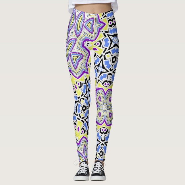 Seamless tile ornamental abstract pattern tile mos leggings (Front)