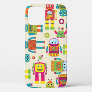 Seamless Tileable Background Pattern with Cute Rob iPhone 12 Case