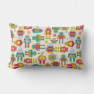 Seamless Tileable Background Pattern with Cute Rob Lumbar Cushion