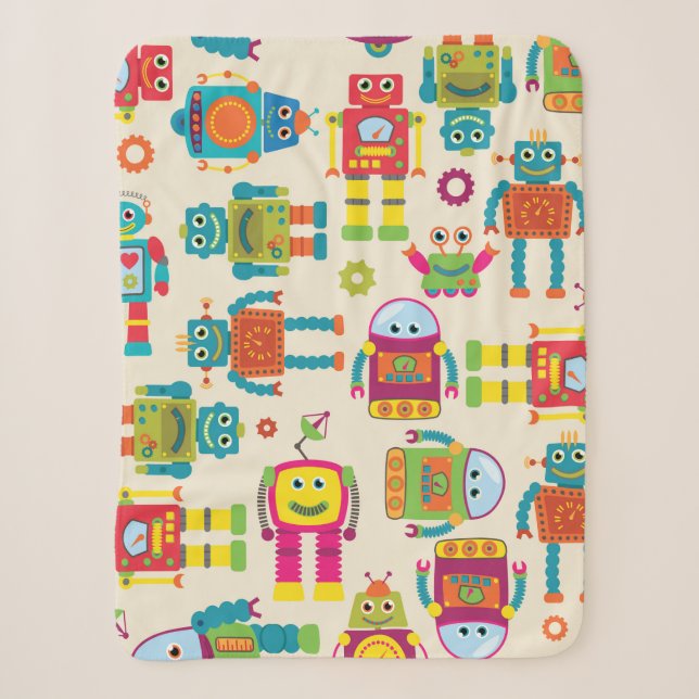 Seamless Tileable Background Pattern with Cute Rob Sherpa Blanket (Front)