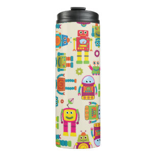 Seamless Tileable Background Pattern with Cute Rob Thermal Tumbler