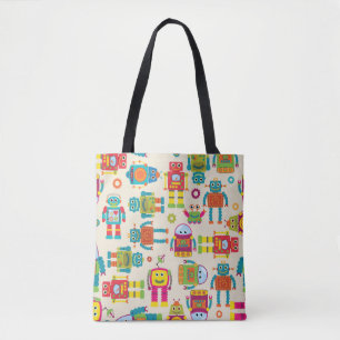 Seamless Tileable Background Pattern with Cute Rob Tote Bag