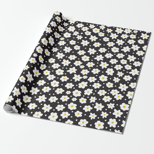 Seamless tiny daisy vintage pattern background wrapping paper (Unrolled)