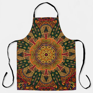 Seamless tracery tile mehndi design. Ethnic orname Apron