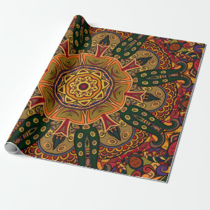 Seamless tracery tile mehndi design. Ethnic orname Wrapping Paper