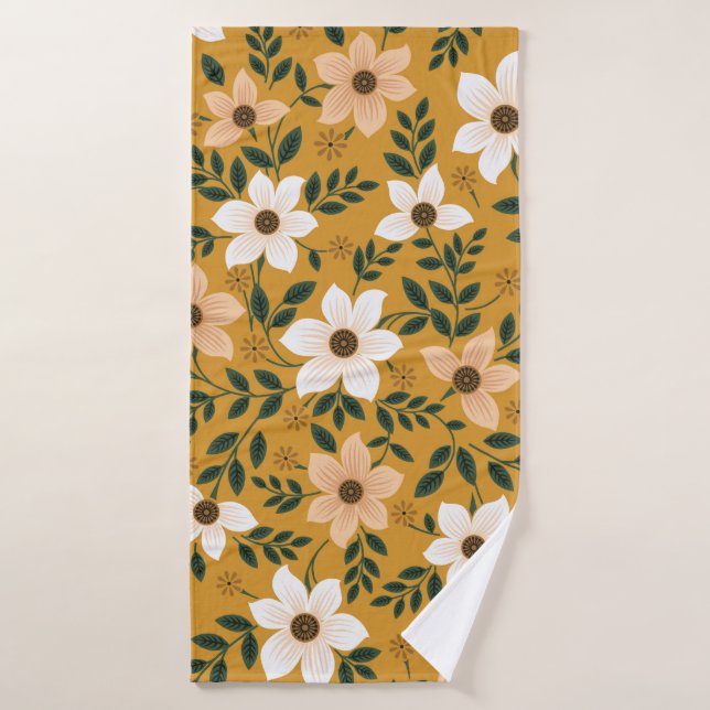 seamless traditional flower pattern on muster bath towel (Bath Towel)