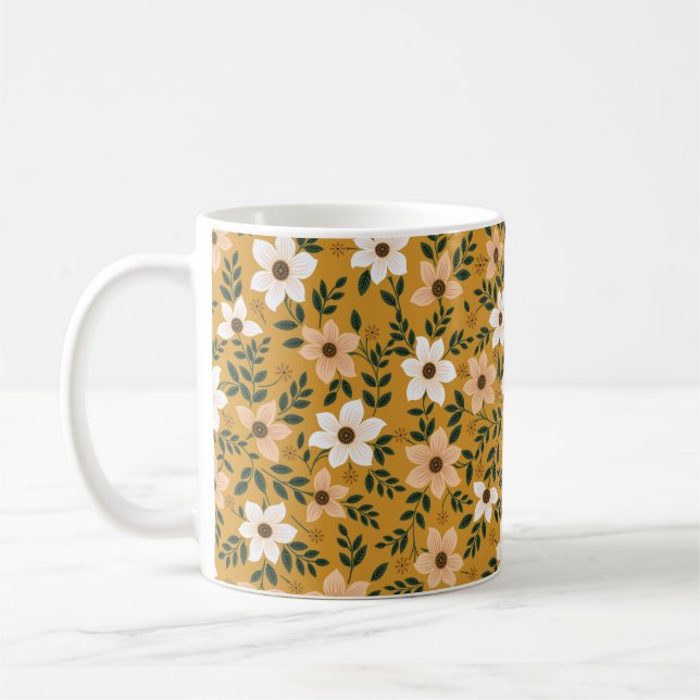 seamless traditional flower pattern on muster coffee mug (Left)