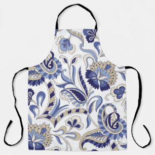 Seamless traditional Indian blue paisley patternpa Apron
