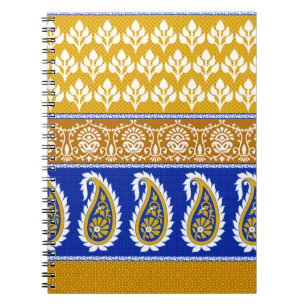 Seamless traditional indian paisley border notebook