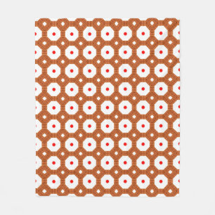 Seamless Traditional Moroccan brown, white and red Fleece Blanket