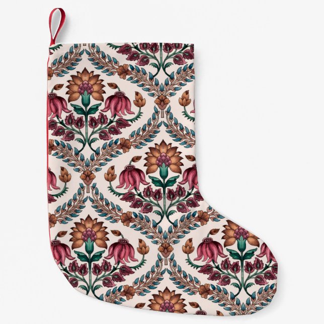 Seamless Traditional Mughalart,pattern,floral,flow Small Christmas Stocking (Front)